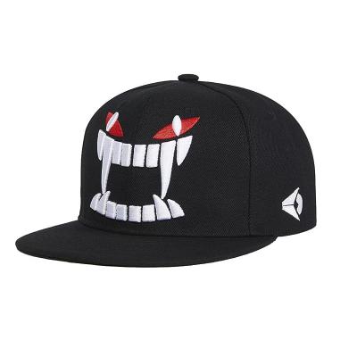 China COMMON Manufacturer Adjustable Custom Logo Big Tooth Embroidery Design Baseball Caps Special Snapback Hat for sale