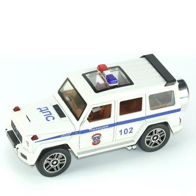 China High Simulation 1:24 Diecast Toy Hot Sale Diecast Pull Back Russian Police Cars Benz Model G63 Diecast Toy Vehicles for sale