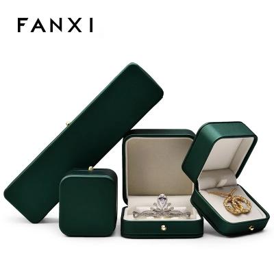 China New Jewelry Package FANXI Jewelry Package FANXI Luxury Blackish Green Luxury PU leatherJewelry Packing Box High End Jewelry Packing Box for sale