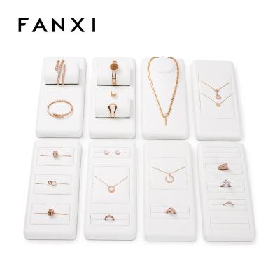 China FANXI New Arrival PU Jewelry Display Set Leather Tray Jewelry Display Set for Ring Pedant Necklace Bangle for sale