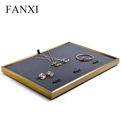 China Luxury Stackable Jewelry Display Tray FANXI Metal Frame Jewelry Display Tray For Free Ring Earring Necklace Pendant Jewelry Combine for sale