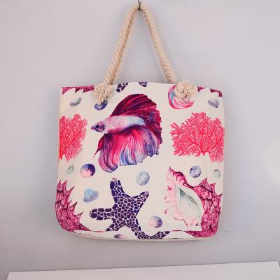 China 100% eco-friendly canvas waterproof 2022 tote seashells beach bag beach bag factory for sale