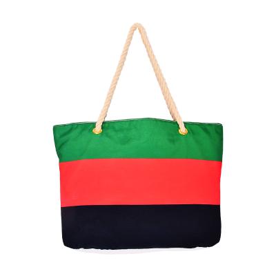 China Custom High Quality Zipper Canvas Beach Bag With Rope Handle Cheapest Leisure Tote Bag Beach Bag Yiwu Factory for sale