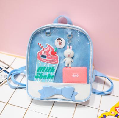 China Trendy strong and durable simple personality transparent Bowknot backpack women's backpacks unicorn children backpack for sale