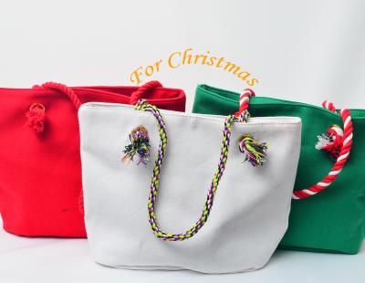 China Fashionable Durable Multi Size Rope Christmas Canvas Storage Bag for sale