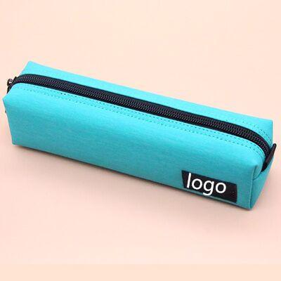 China Yiwu Large Capacity Canvas Cylinder Washable Light Blue Nylon School Pencil Case for sale