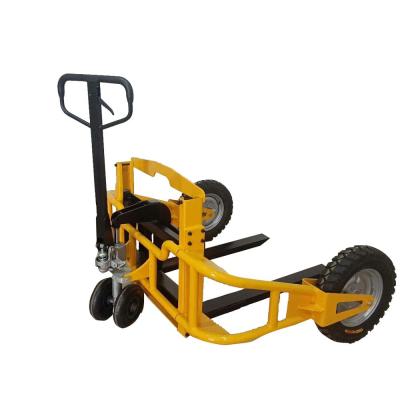 China Hotels Easy Operating Manual 1ton Terrain Mounted Pallet Stacker Pallet Truck for sale