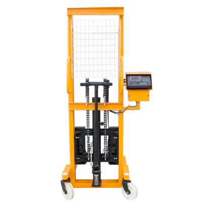 China Easy Operating Hand Jack Lift Hand Fork Lifter with 1000kg Scale for sale