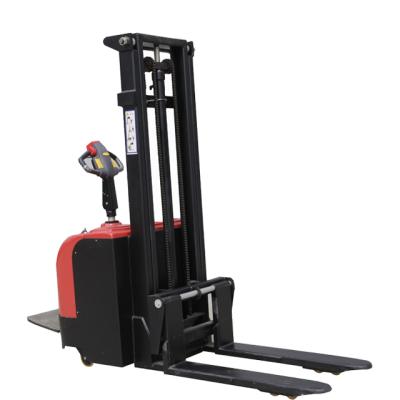 China Hotels 1ton 2t Full Electric Hydraulic Stacker Self Lift Pallet Stacker Price for sale