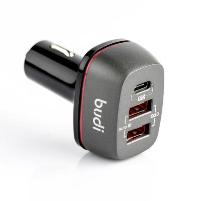 China Quick Charging budi PD+QC3.0 / Customized Quick Charging USB C PD3.0 36W USB-C Power Supply QC3.0 New Multifunctional Fast Charging Car Charger 2020 3 port for sale