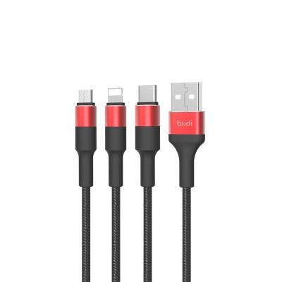 China Speed ​​budi good quality new design logo usb fast charging custom cable fast charging 3 in 1 usb cable for android and micro usb type-c for mobile phone for sale