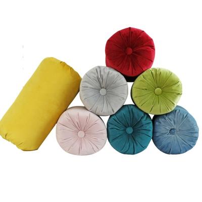 China Decorative Cheersee Bed Piece Round Candy Color Home Decor Cylindrical Cushion Pleated To Support Yoga Pillows For Leg for sale