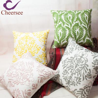 China Moroccan Twill Cheersee Cotton Yellow Sublimation Embroidery Cushion Cover For Living Room for sale