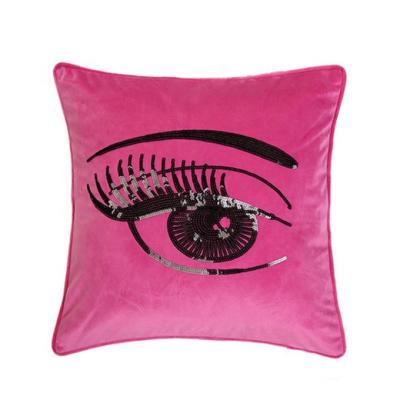 China Dobby Cheersee Pink High End Soft Square Lounge Luxury Velvet Throw Customized Large Sequin Glitter Eye Pillow Cushion Cover for sale