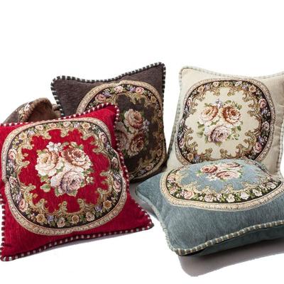 China Wholesale Cheersee Flower Brown Jacquard Square Waterproof Vintage Pillow Cushion With Hot Sale for sale