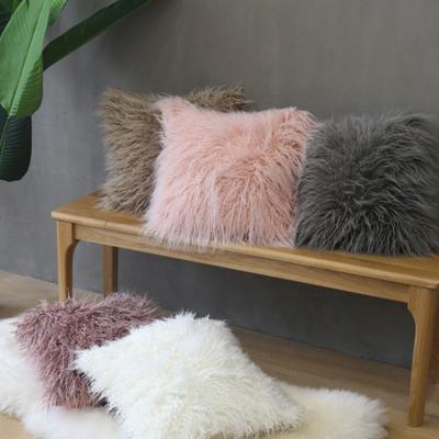 China Luxury Warm Shaggy Bright Mongolian Blurred Fluffy Fluffy Faux Fur Solid Yellow Pink Cheersee Decorative Solid Plaid For Sofa for sale