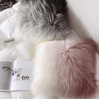 China Cheersee cojines double body decorativos gradient color throw cushion covers luxury faux fur mongolian shaggy cushions for home decor for sale