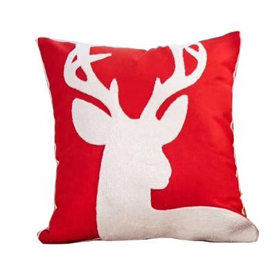 China Cheersee Embroidery Red 100% Cotton Decorative Tile Luxury Led Home Decoration Christmas Animal Cushion For Festival for sale