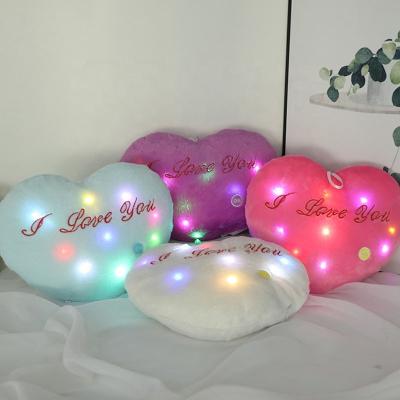 China Cheersee Christmas decorative velvet decorations glow star shaped led heart valentine pillow case cover for festival gifts for sale