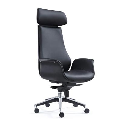 China Black Padded Executive Back Leather Back Executive Chair High High Headrest Recliner Swivel Chair for sale