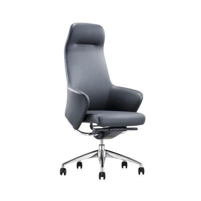 China Gray Modern Desk Chair Modern Dark Leather Office Chairs High Back Office Swivel Chair for sale