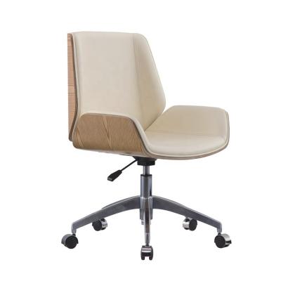 China Bonded Leather Height Adjustable Office Swivel Chair Chairs Foshan White Gold Office Chair for sale