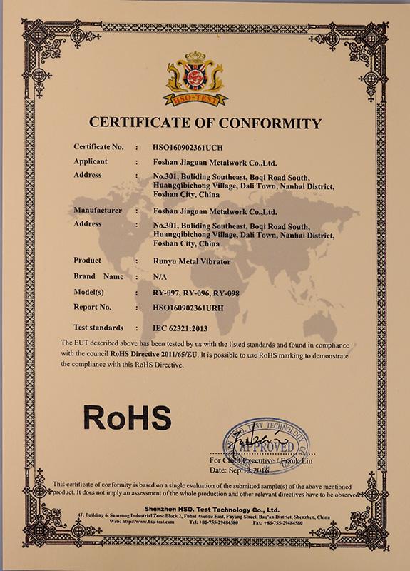 RoHS - Foshan Jiaguan Metalwork Co., Ltd.