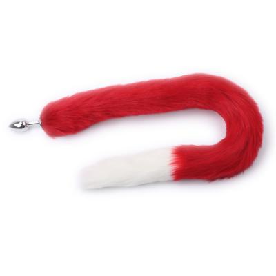 China Real Fur Long Tail Puppy Plug Medium Fox Tail Anal Plug For Gay for sale