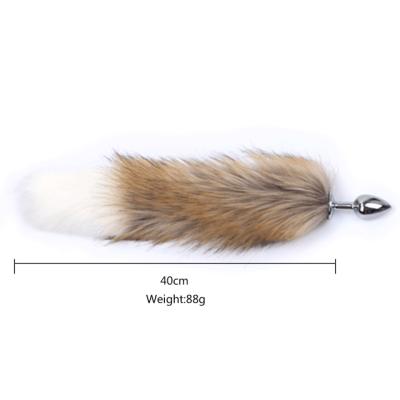 China Real Fox Fur Tail Plug Short Length With Different Colors Anal Plug Size for sale