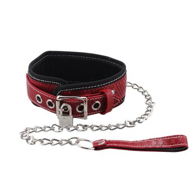 China No Poison Red Collar With Black Cloth Underside For SM Bondage Collar for sale