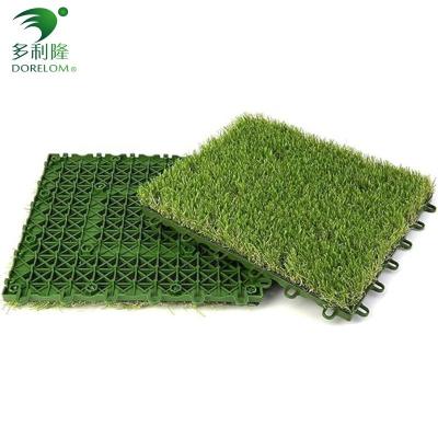 China Commercial Artificial Grass Turf Tile Interlocking Design 3/8 inch Gauge DIY Pet Lawn Mat for sale