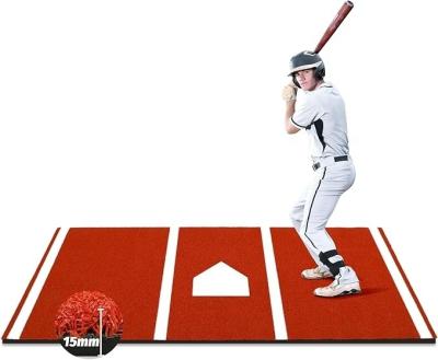 China Baseball Synthetic Turf Red Batting Mat 12' X 6' for Residential Hitting Practice Pad for sale