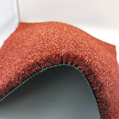 China 10mm-15mm Height Red Artificial Grass for Badminton Running Way and Track Sport Badminton for sale