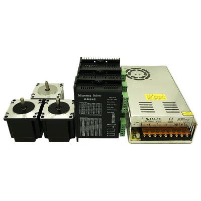 China Precision equipment 3 axis kit 3pcs NEMA 23 motor +3pcs DM542 stepper motor driver+350W CNC stepper motor driver kit for sale