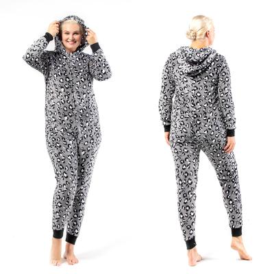 China Custom wholesale QUICK DRY women's hooded jumpsuit leopard print jumpsuit pajama nightgowns pajamas onesie onesie for sale