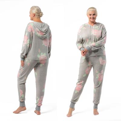 China 2021 hot sale women QUICK DRY pajamas set Para damask suit color termicas pajamas set terno floral printing gray summer spring woman softly for sale