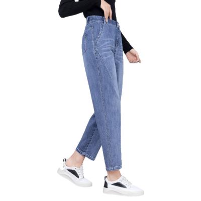 China Hot Sale 2021 New Arrival Straight Jeans Women QUICK DRY Hot Pants For Ladies Style Waist High Custom Denim Regular Breeches With Soft Pocket Lattice for sale