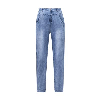 China Hot New Trend QUICK DRY Customized Straight Jeans For Women Regular Denim Pants Ankle Length Blue Washed Fashion Comfortable Pants for sale