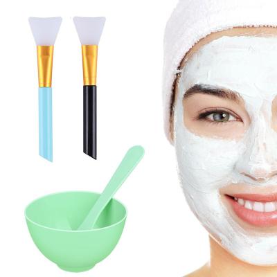 China Angular Blush Face Mask Mixing Bowl Set 4 in 1 DIY Face Mud Tool Facial Mask Bowl Stick Kit Spatula Silicone Mask Mixing Brush for sale