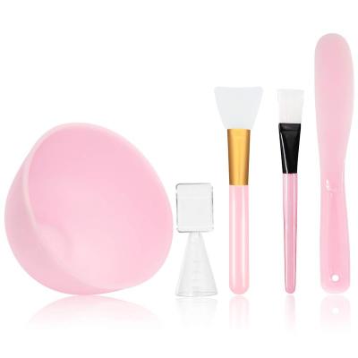 China Angular Blush Facial Mask Brush With Silicone Bowl DIY Blending Tool With Measuring Kit for sale