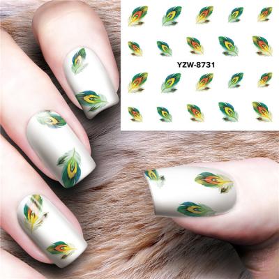 China 3d Nail Art DIY Decoration Nail Art Stickers Water Transfer DIY Nail Decals Lips Feathers Colorful Transfer Watermark Stickers For Nails Design for sale