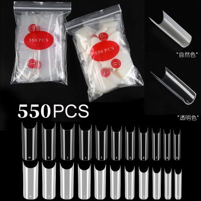 China Perfect Size Fitting 550pcs High Radian Nail Water Pipe Design Hot Selling Artificial Coffin Square Nail Tip for sale