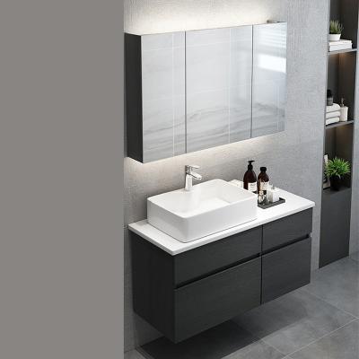 China Modern Cabinets Japan Style Corner Wall Mount Bathroom Wooden Bathroom Vanity for sale