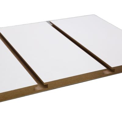 China Melamine Moisture Proof Laminated White Outdoor MDF Board Furniture Plinth T Slot MDF for sale