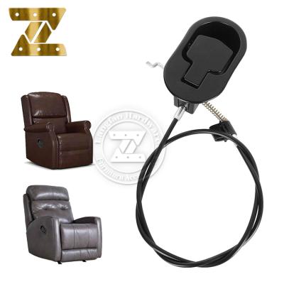 China Recliner Pull Cable Replacement Universal Black Sofa Couch Recliner Release Cables with Metal Pull Handle Sofa Replacement Parts for sale