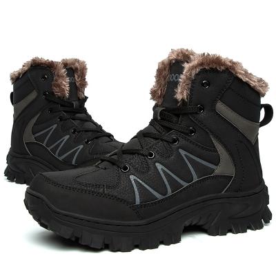 China High Cut Nepal Army Genuine Leather Coating Black Boots Plush Winter Snow Men's Plus Size Lace-up Outdoor Shoes for sale