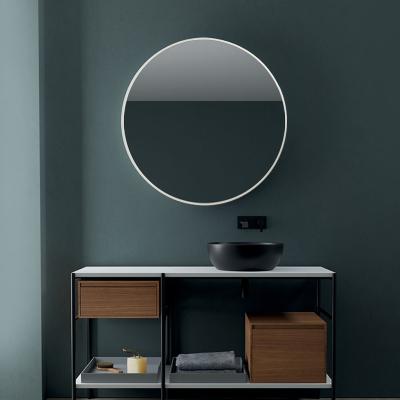 China Nordic 100cm framed round bathroom mirror hotel hang gold wall mirror for sale