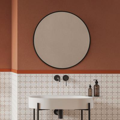 China aluminum frame mirror bathroom mirror wall with black frame round shape for sale