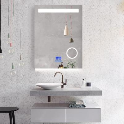 China IP66 smart bathroom mirror with led light wall mounted mirror dimmer demister clock CTL302 for sale