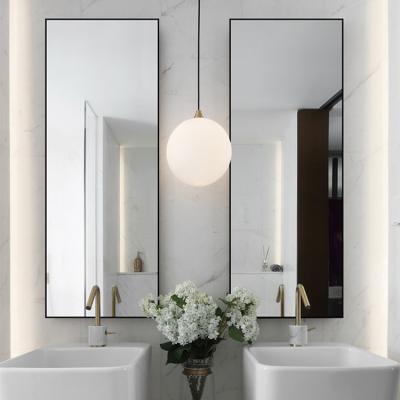 China Metal frame rectangle long mirror modern bathroom mirror wall decorative for hotel for sale